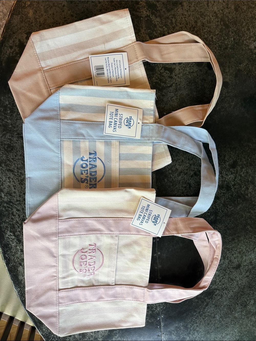 Pastel Stripe Mini Canvas Tote - Pink, Blue, Cream